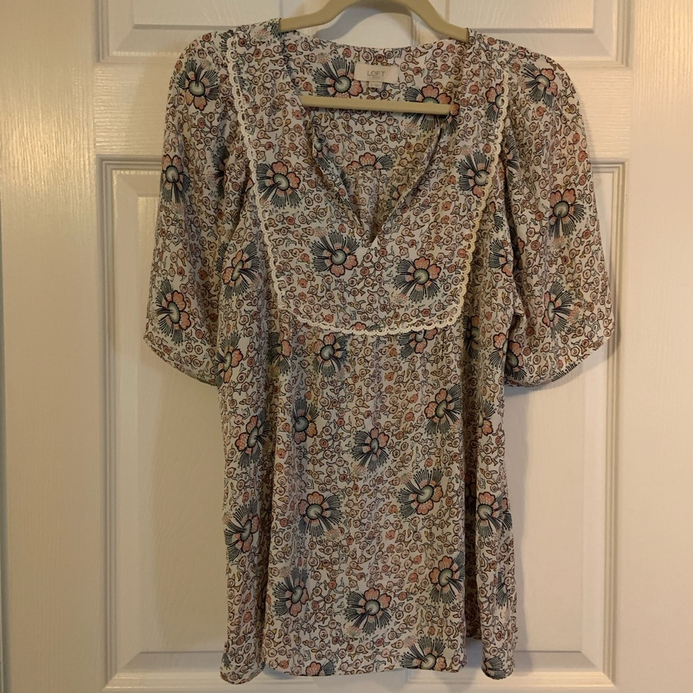 Ann Taylor LOFT Outlet Floral Bib Top